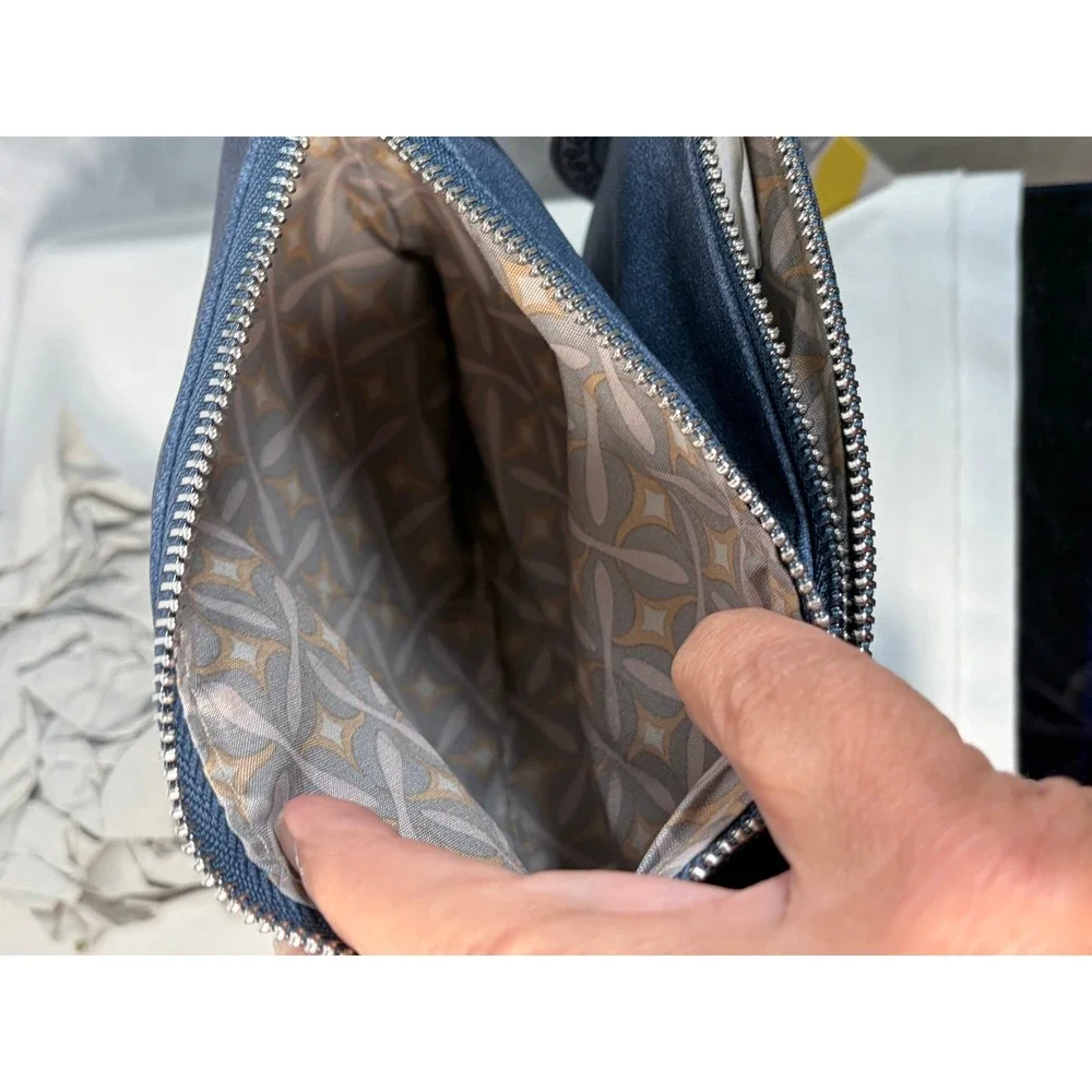 CXL by Christian Lacroix Luca PU Denim Double Slim Pouch Wristlet Indigo Denim